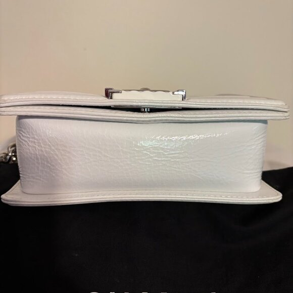 CHANEL Lambskin Quilted White Mini Boy Flap Silver Hardware with Dust Bag - Picture 11 of 16